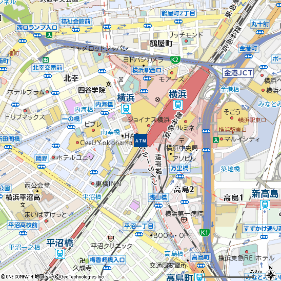 相鉄横浜駅付近の地図